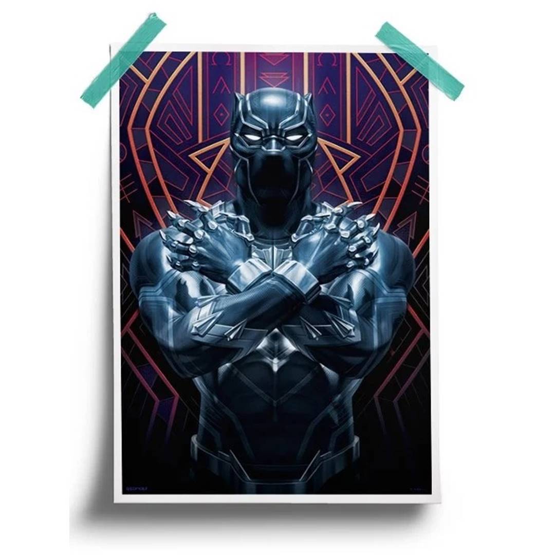 Black Panther Suit - Marvel Official Poster -Redwolf - India - www.superherotoystore.com