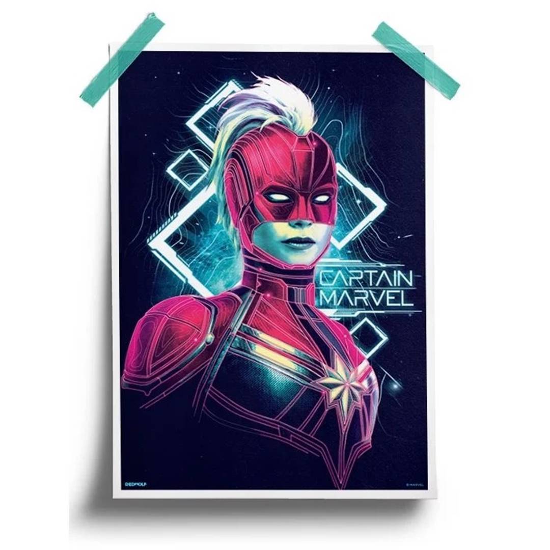 Cosmic Captain Marvel - Marvel Official Poster -Redwolf - India - www.superherotoystore.com