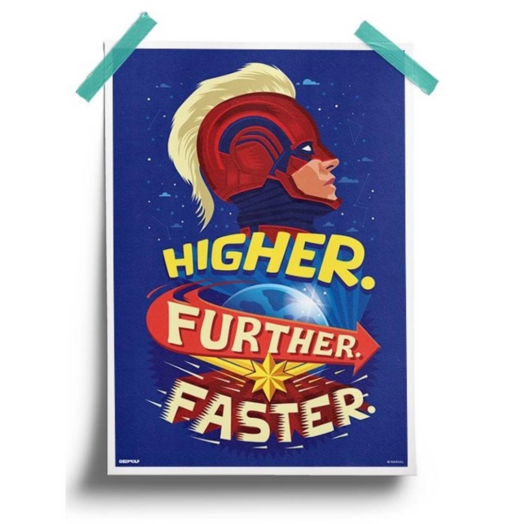 Captain Marvel: Higher Further Faster - Marvel Official Poster -Redwolf - India - www.superherotoystore.com