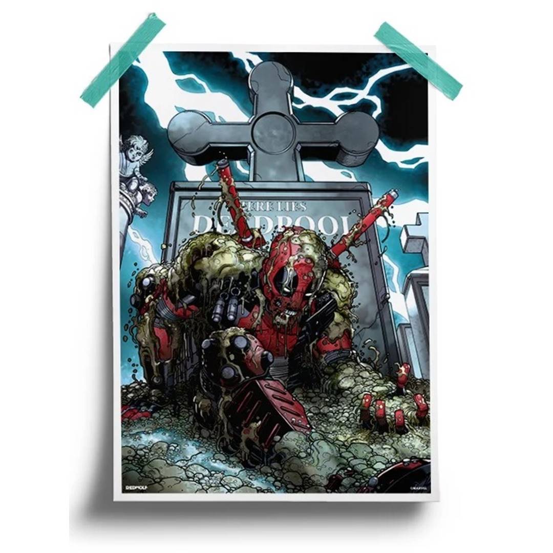 Zombie Deadpool - Marvel Official Poster -Redwolf - India - www.superherotoystore.com