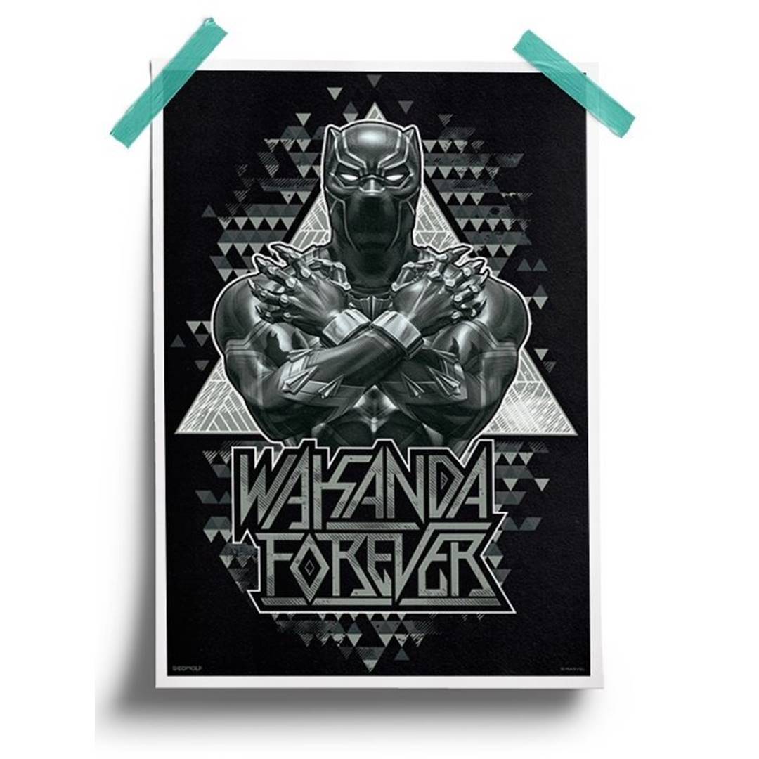 T&#39;challa - Marvel Official Poster -Redwolf - India - www.superherotoystore.com