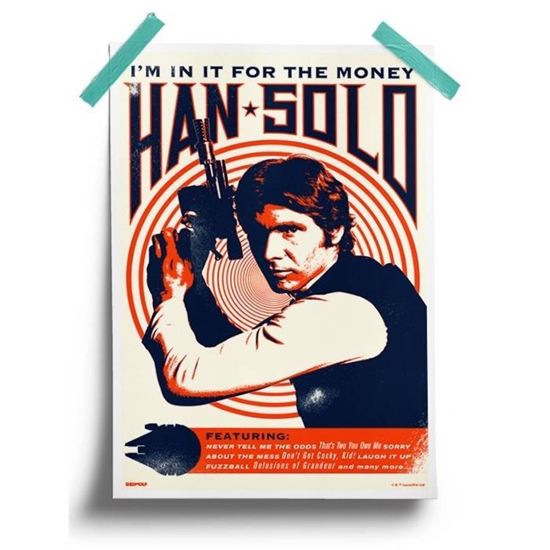 Han Solo: Money - Star Wars Official Poster -Redwolf - India - www.superherotoystore.com