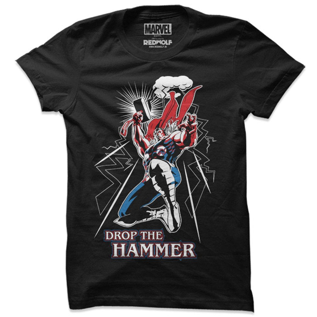 Drop The Hammer (Glow In The Dark) - Marvel Official T-Shirt. -Redwolf - India - www.superherotoystore.com