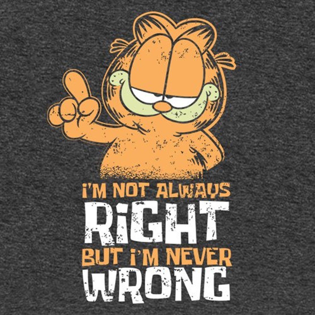 Garfield - I'm Never Wrong T-Shirt. -Redwolf - India - www.superherotoystore.com