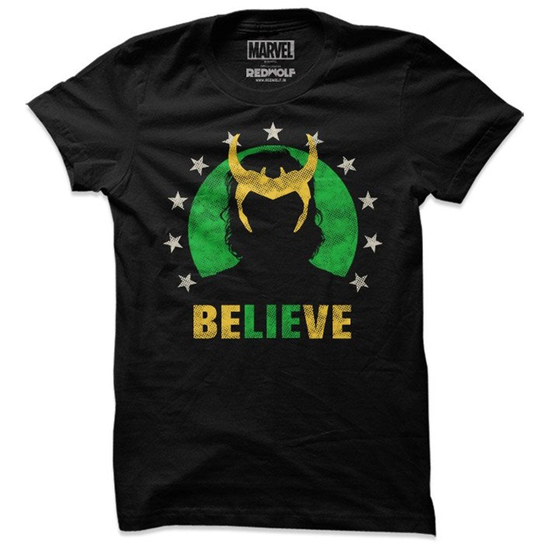 Marvel Comics Loki Believe T-Shirt. -Redwolf - India - www.superherotoystore.com