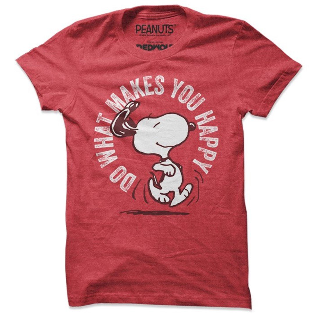 Peanuts - Do What Makes You Happy T-Shirt. -Redwolf - India - www.superherotoystore.com