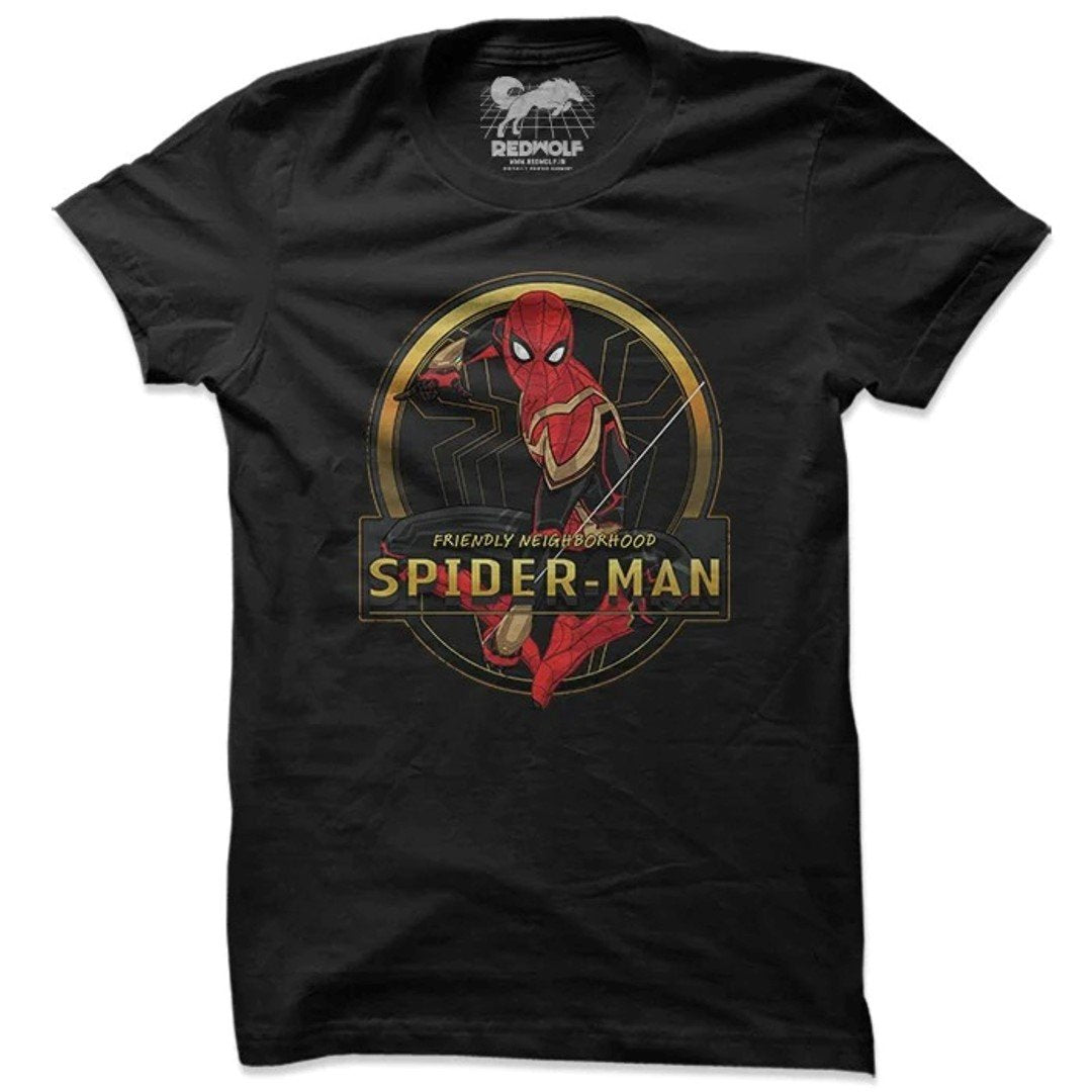 FRIENDLY NEIGHBORHOOD SPIDER-MAN - MARVEL OFFICIAL T-SHIRT by Redwolf -Redwolf - India - www.superherotoystore.com