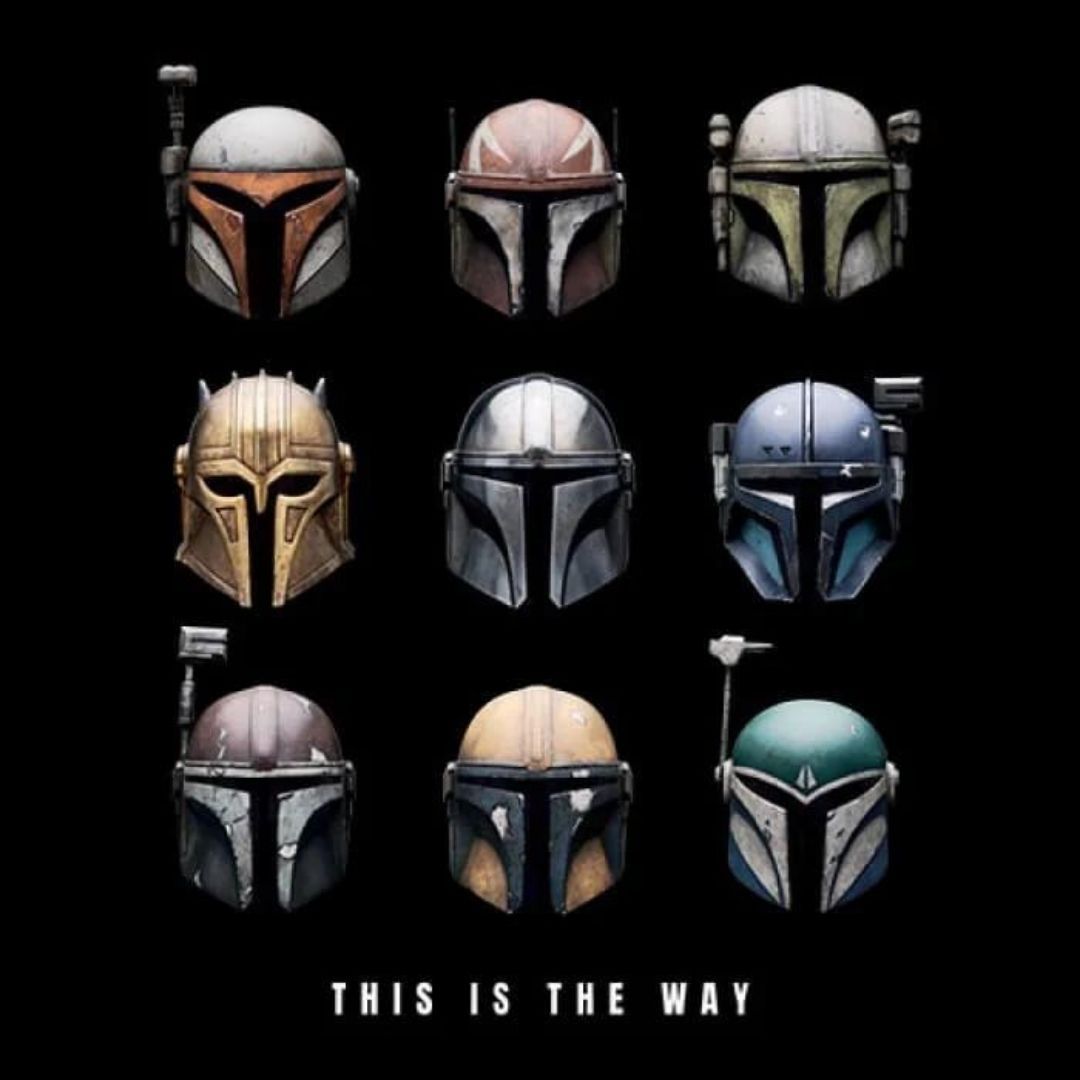 THE MANDALORIAN HELMETS - STAR WARS OFFICIAL T-SHIRT -Redwolf - India - www.superherotoystore.com