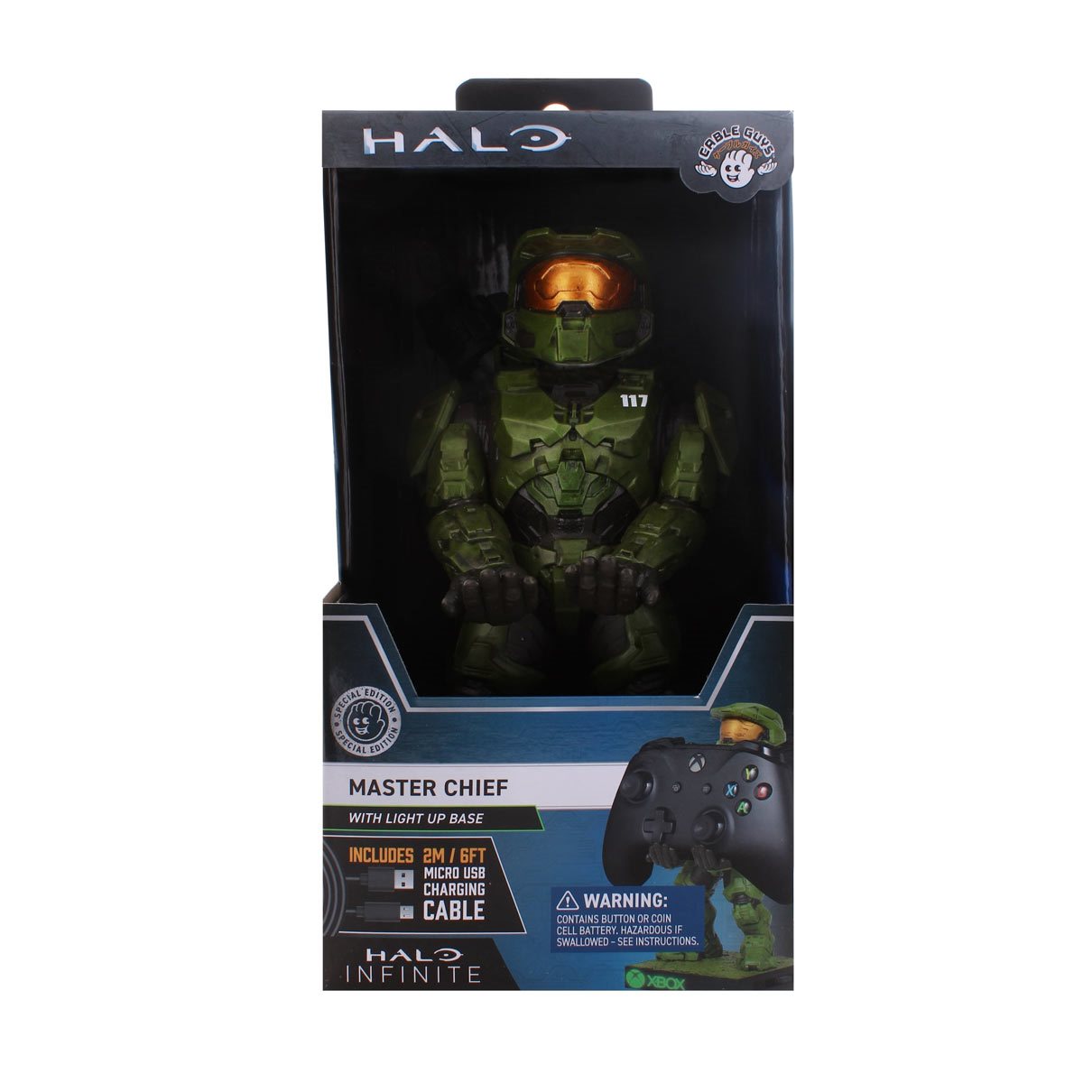 Halo Infinite Master Chief Exclusive Variant with Light-Up Base Cable Guy Controller Holder by Exquisite Gaming -Exquisite Gaming - India - www.superherotoystore.com