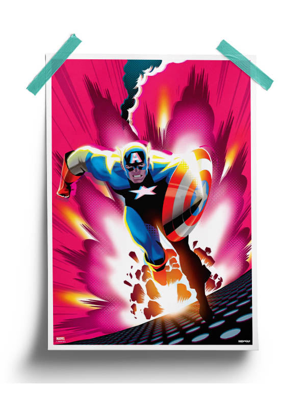 Cap in Action Poster -Redwolf - India - www.superherotoystore.com
