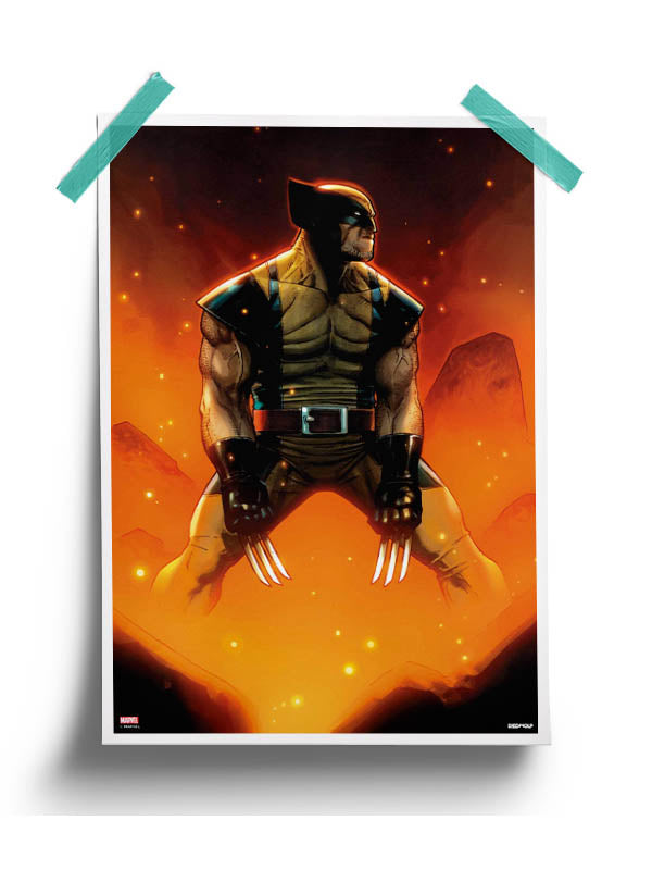 Fiery Wolverine Poster -Redwolf - India - www.superherotoystore.com