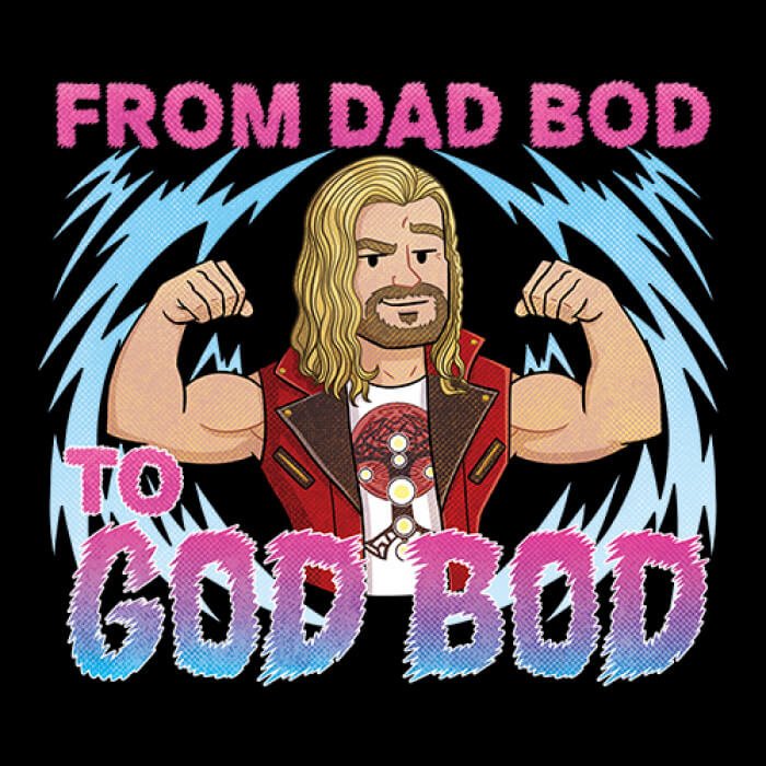FROM DAD BOD TO GOD BOD - MARVEL OFFICIAL T-SHIRT -Redwolf - India - www.superherotoystore.com