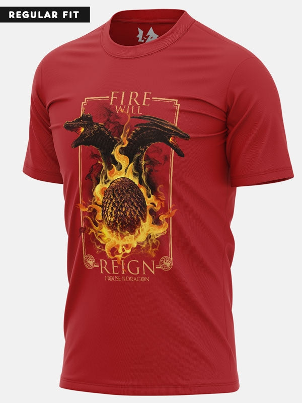 Fire Will Reign - House Of The Dragon Official T-shirt -Redwolf - India - www.superherotoystore.com