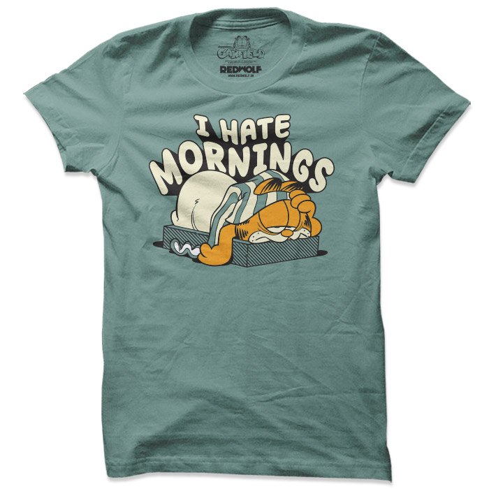 I Hate Mornings Garfield Official T-Shirt -Redwolf - India - www.superherotoystore.com