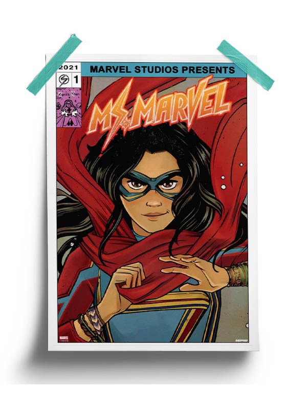 Ms. Marvel Comic Cover Poster -Redwolf - India - www.superherotoystore.com