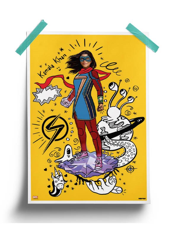 Ms. Marvel Doodle Poster -Redwolf - India - www.superherotoystore.com