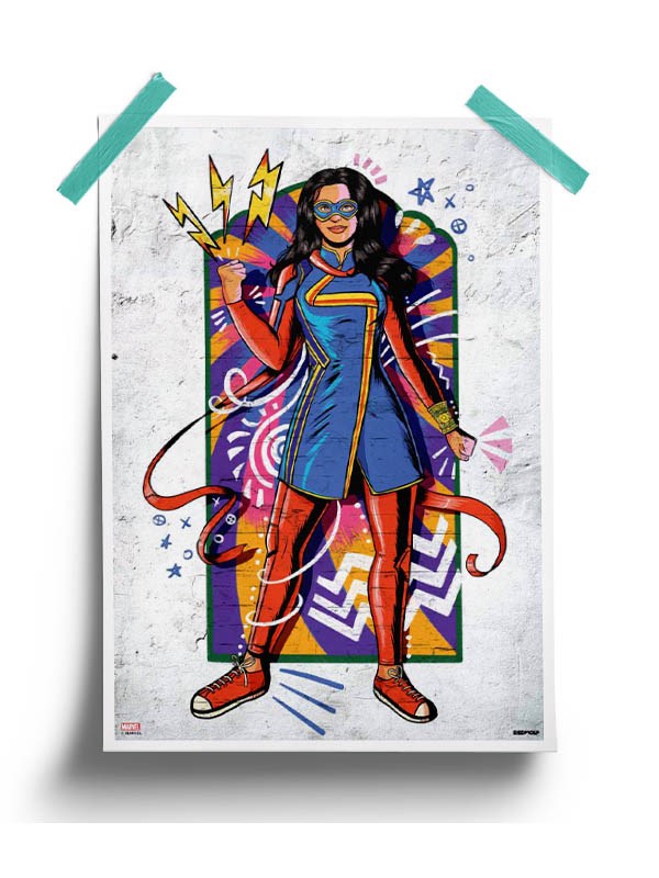 Ms. Marvel Urban Art Poster -Redwolf - India - www.superherotoystore.com