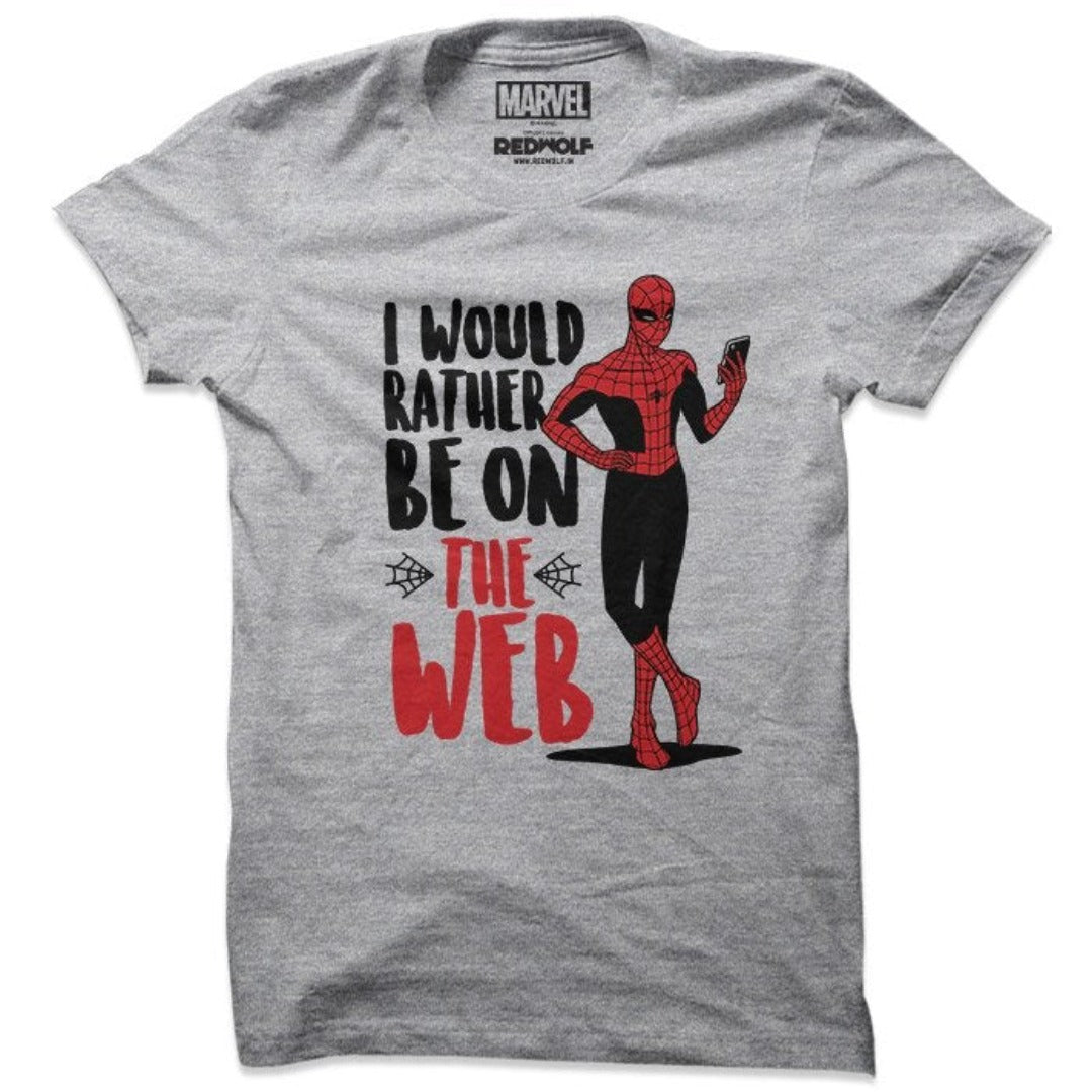 RATHER BE ON THE WEB - MARVEL OFFICIAL T-SHIRT -Redwolf - India - www.superherotoystore.com