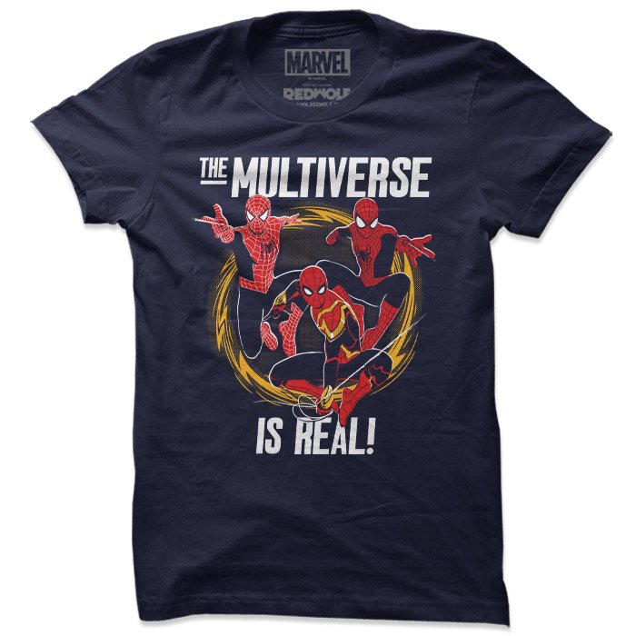 Multiverse is Real Official Marvel Comics Spiderman T-Shirt -Redwolf - India - www.superherotoystore.com