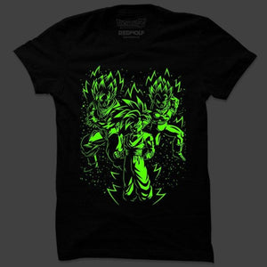 The Saiyan Trio (Glow In The Dark) - Dragon Ball Z Official T-Shirt -Red Wolf - India - www.superherotoystore.com