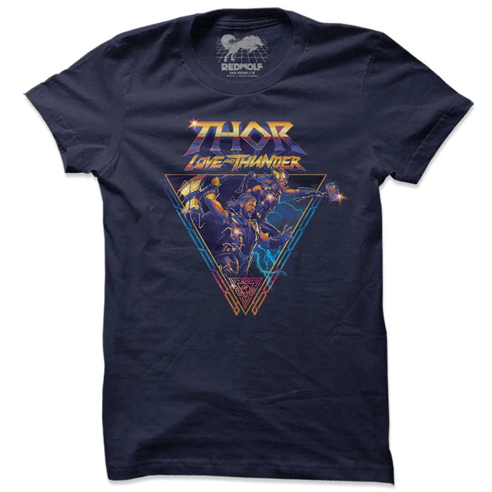 Thor & Jane In Action - Marvel Official T-shirt -Redwolf - India - www.superherotoystore.com