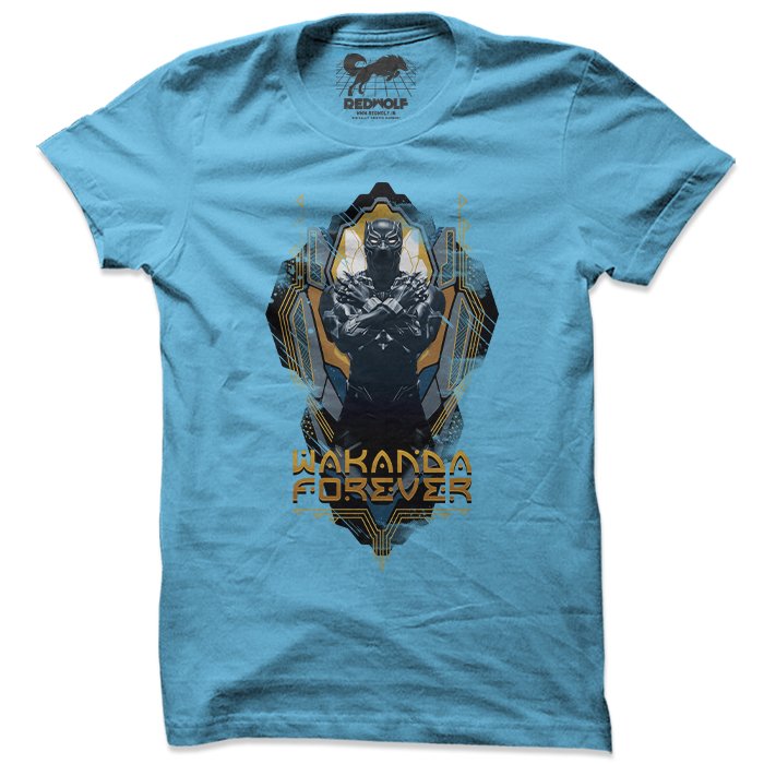 Wakanda Forever - Marvel Official Sky Blue T-shirt -Redwolf - India - www.superherotoystore.com