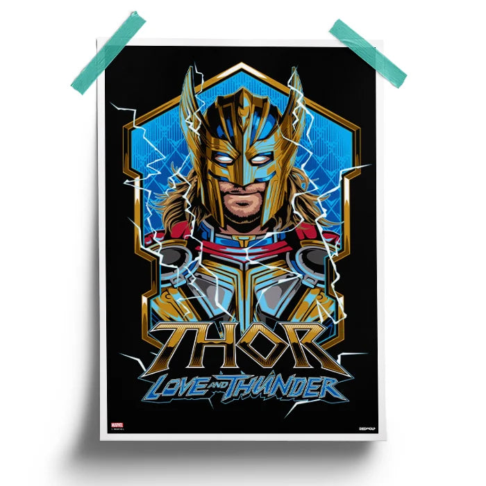 Warrior Thor - Marvel Official Poster -Redwolf - India - www.superherotoystore.com